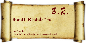 Bendi Richárd névjegykártya